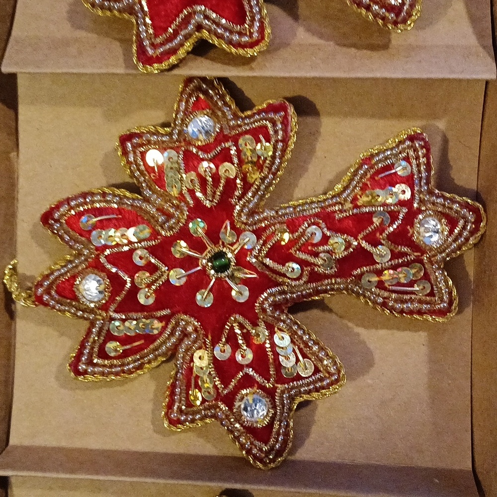Cross velvet/sequin ornaments set of 3 🎄